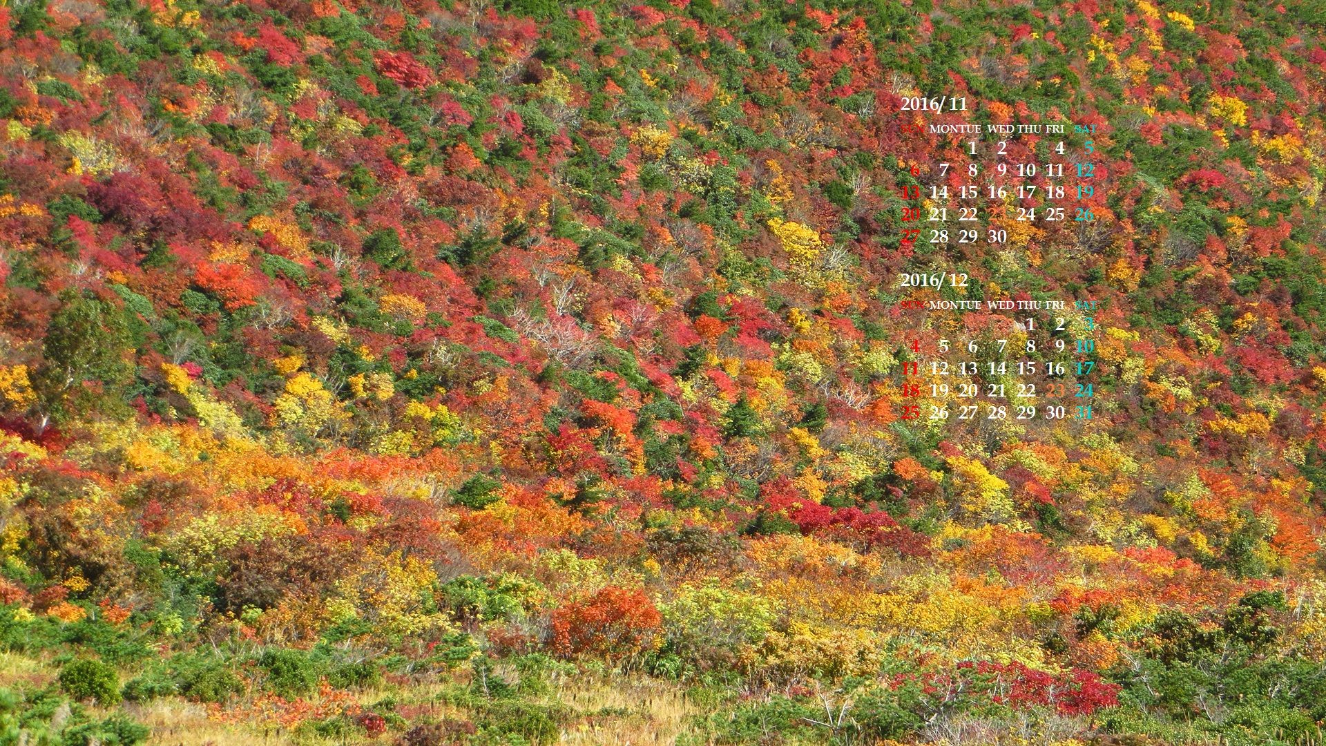 安達太良山秋模様 11月カレンダー壁紙 カレンダー壁紙館 昴 無料ワイド