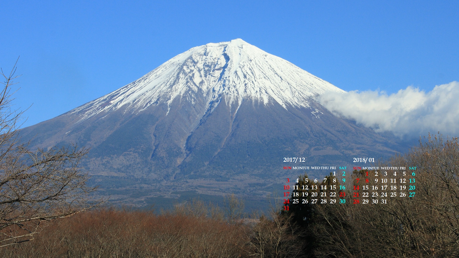 富士山の壁紙 カレンダー壁紙館 昴 無料ワイド